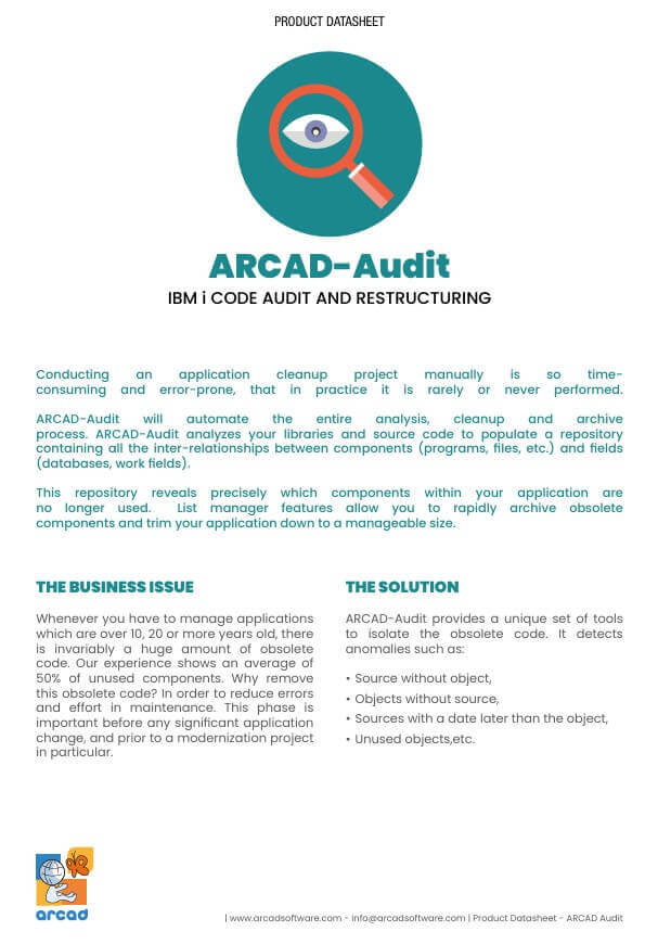 ARCAD Audit Datasheet