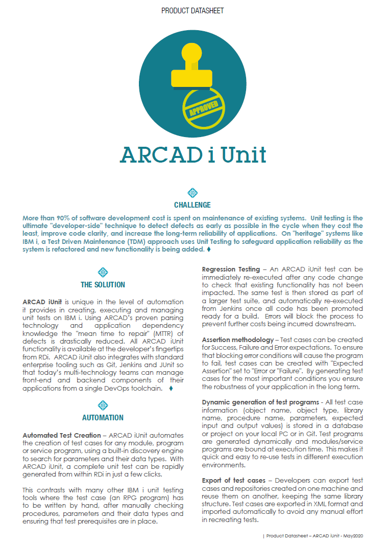 Datasheet ARCAD iUnit