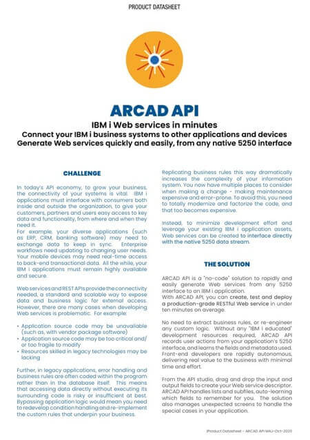 ARCAD API Datasheet