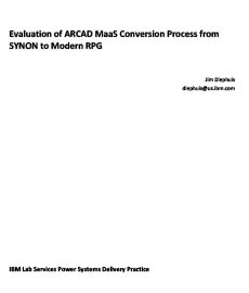 Evaluation of ARCAD MaaS Conversion Process from SYNON to Modern RPG