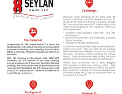 Seylan Bank save 90% of effort in application  upgrades – managing IBM i and .NET code,  with ARCAD for DevOps and Git