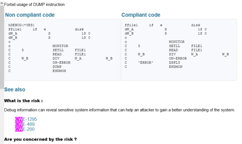 ARCAD CodeChecker Compliant & Non compliant code