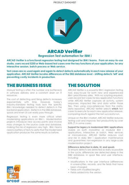 ARCAD Verifier datasheet